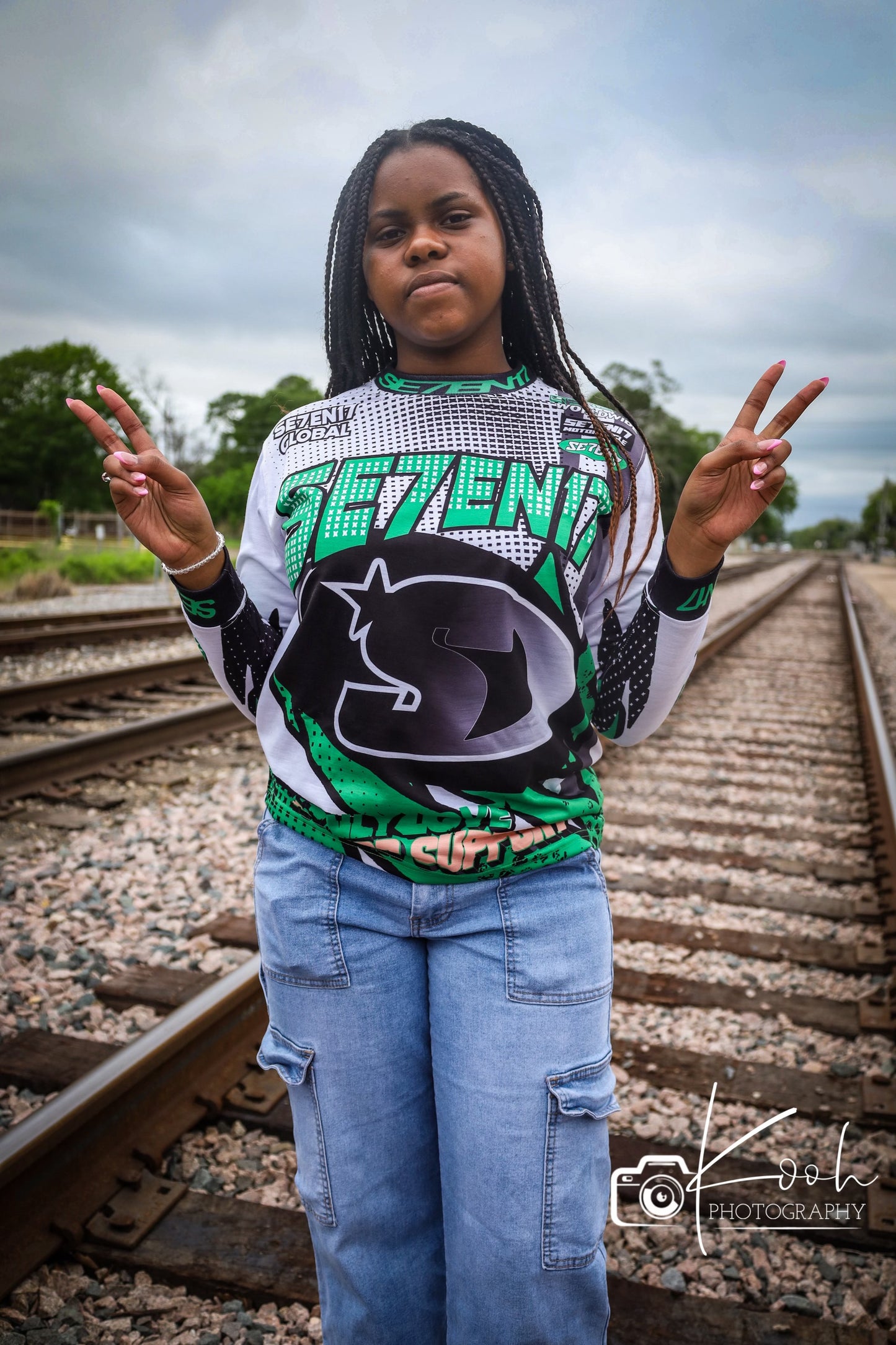 Green motor cross long sleeves