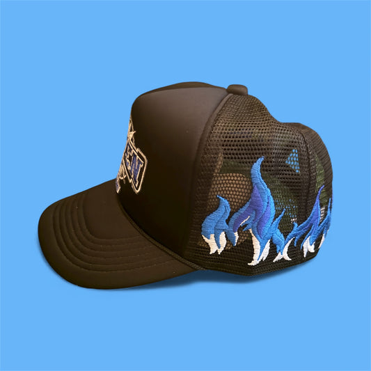 717 Embroidery Flame Trucker Hat