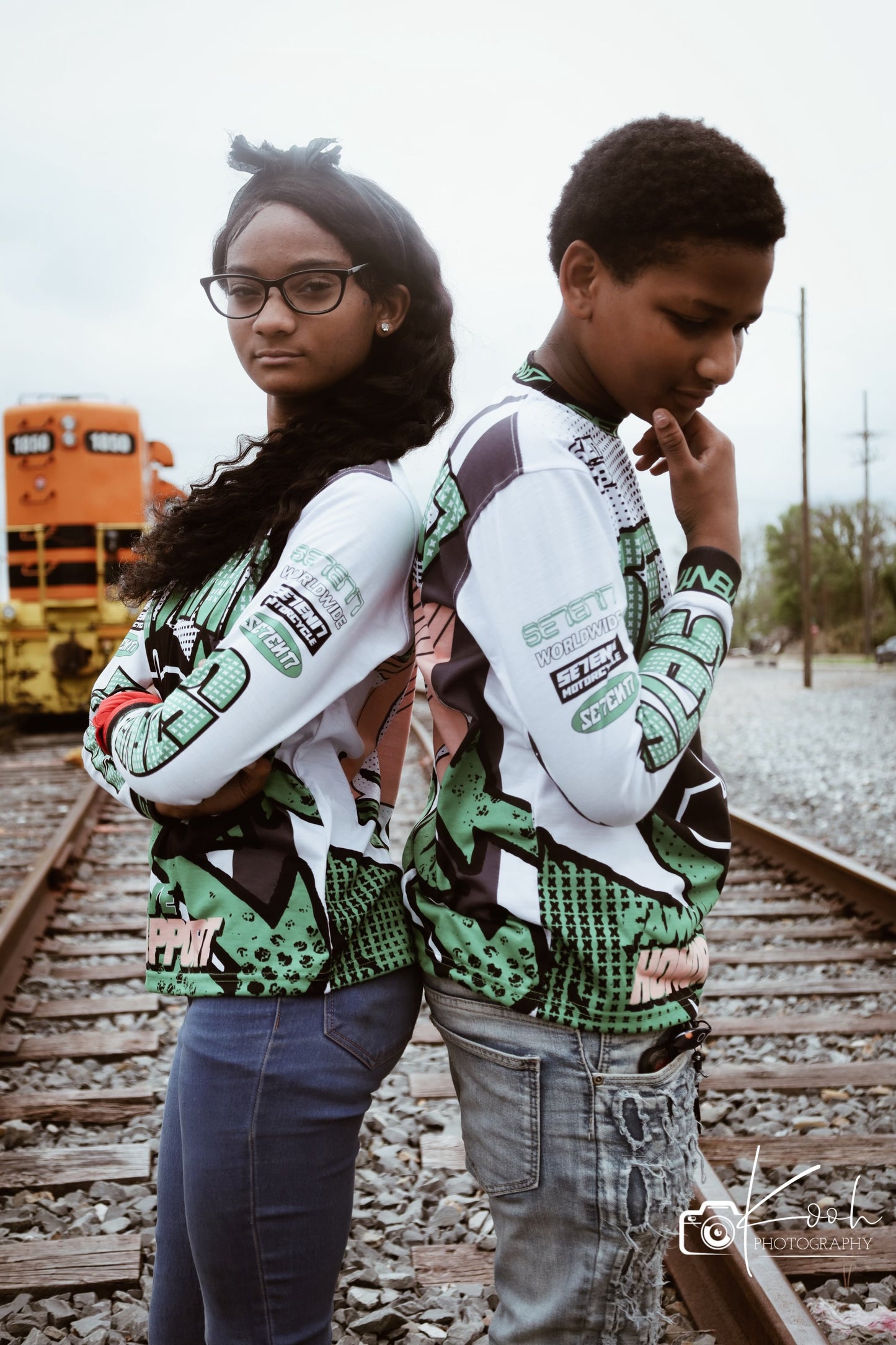 Green motor cross long sleeves