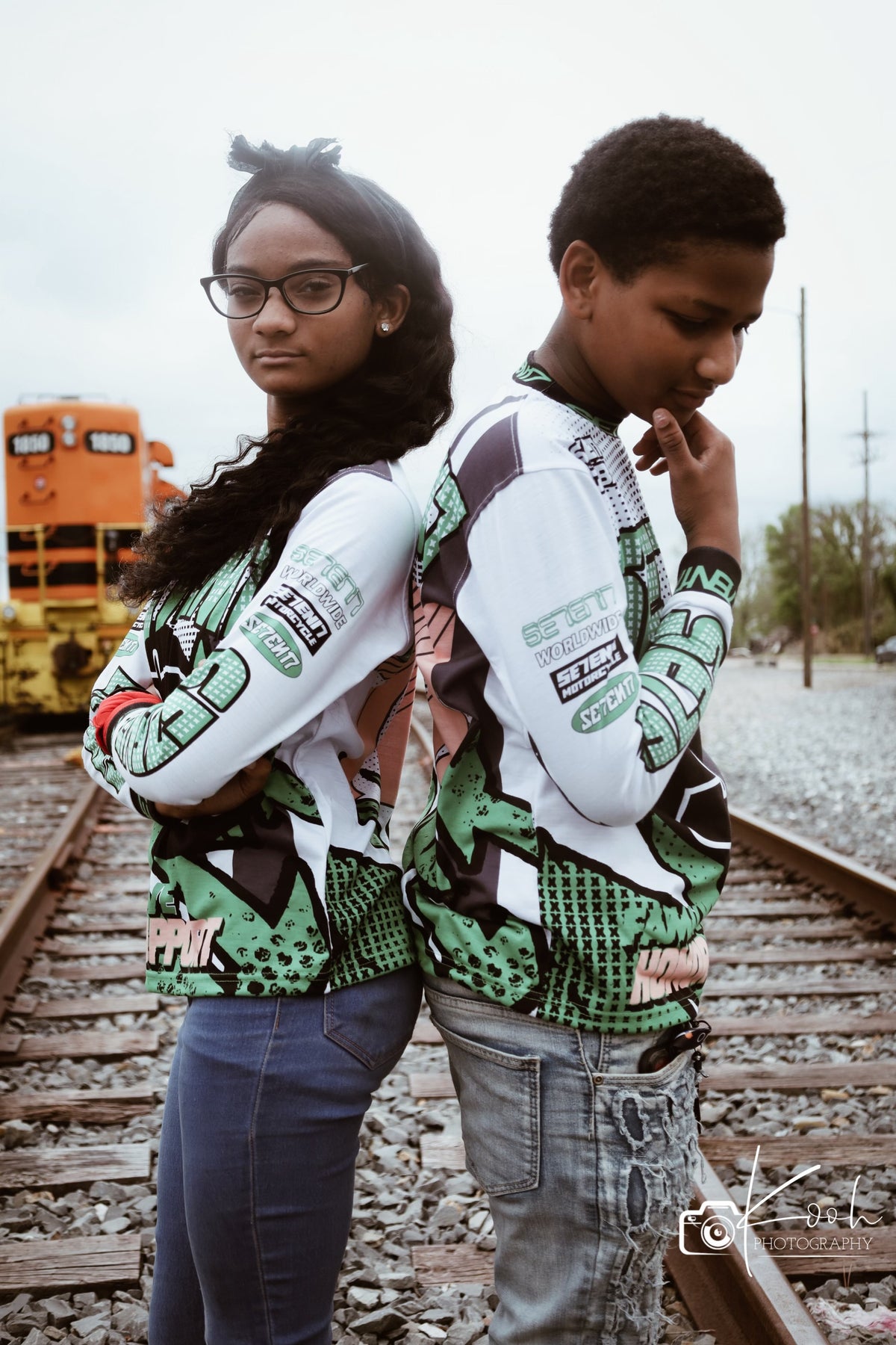 Green motor cross long sleeves