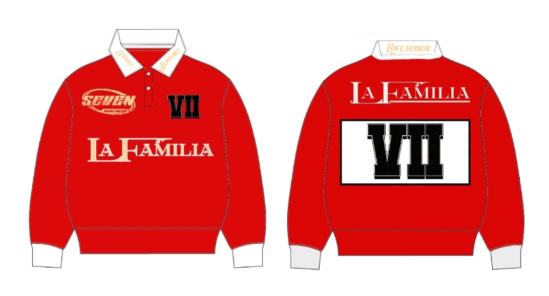 Red La Familia polo crew neck